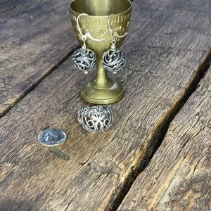 Size 8 ring and earrings. Sterling silver. Carol pollack.